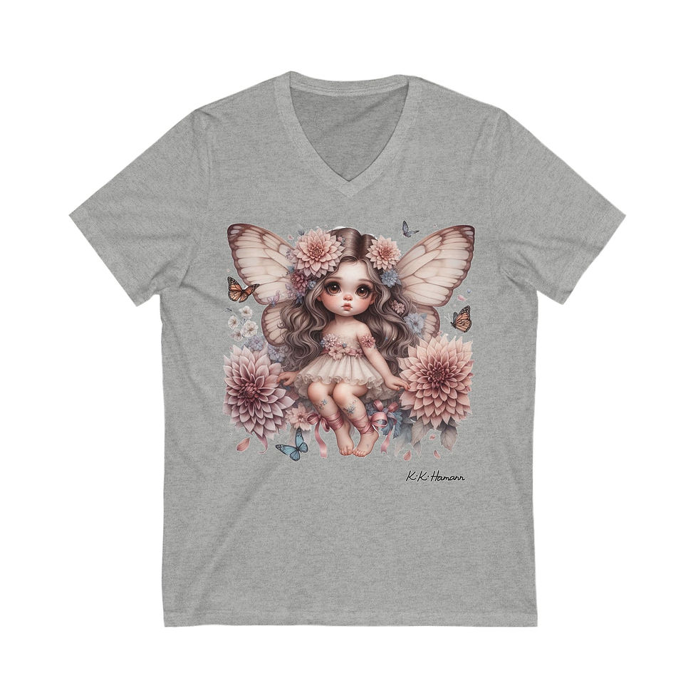 Thumbnail: Dahlia - "Botanic Flower Fairies"  -Short Sleeve V-Neck Tee