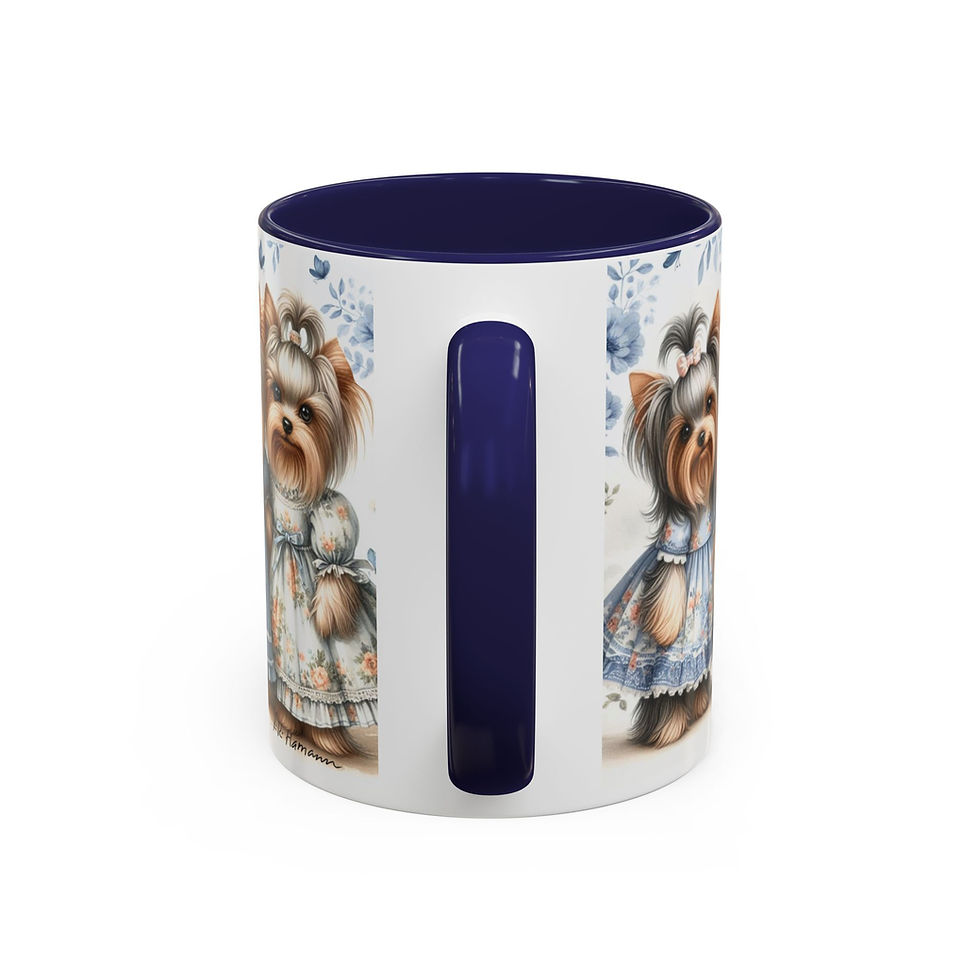 Thumbnail: Yorkie "Blues" - Accent Coffee Mug 11 oz - Toile de Jouy