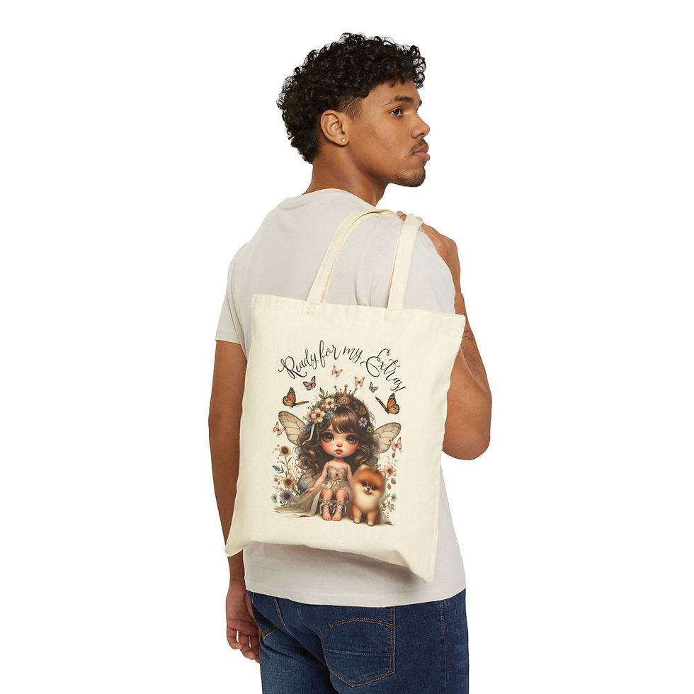Thumbnail: Pomeranian  - "The Extra Bag" - Cotton Canvas Tote Bag