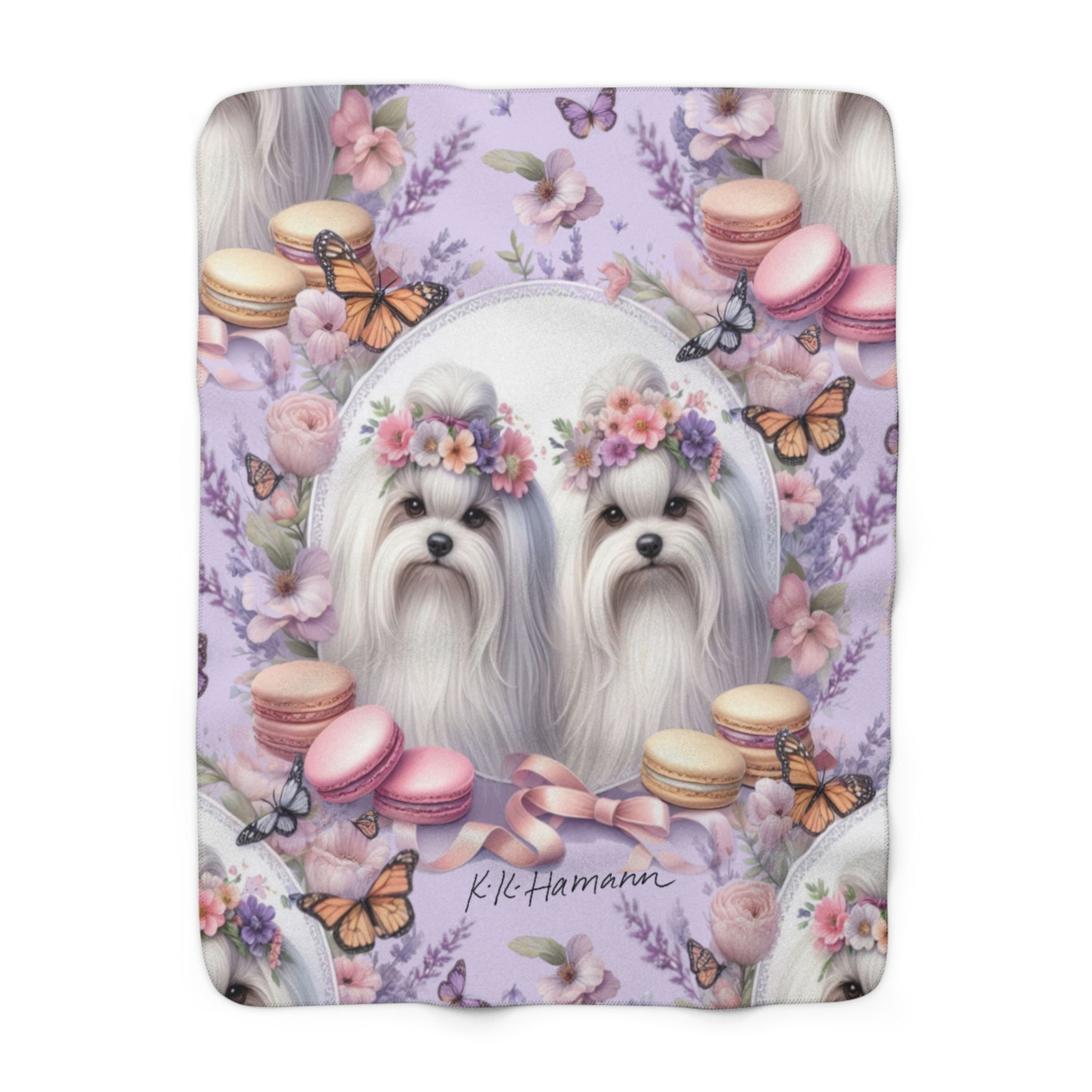 Malteses "Sweet Macarons"  -Sherpa Fleece Blanket - Super Soft, throw