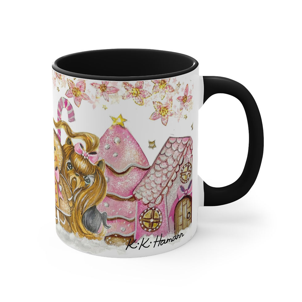 Thumbnail: Pink Christmas  Art Mug - Yorkie Edition