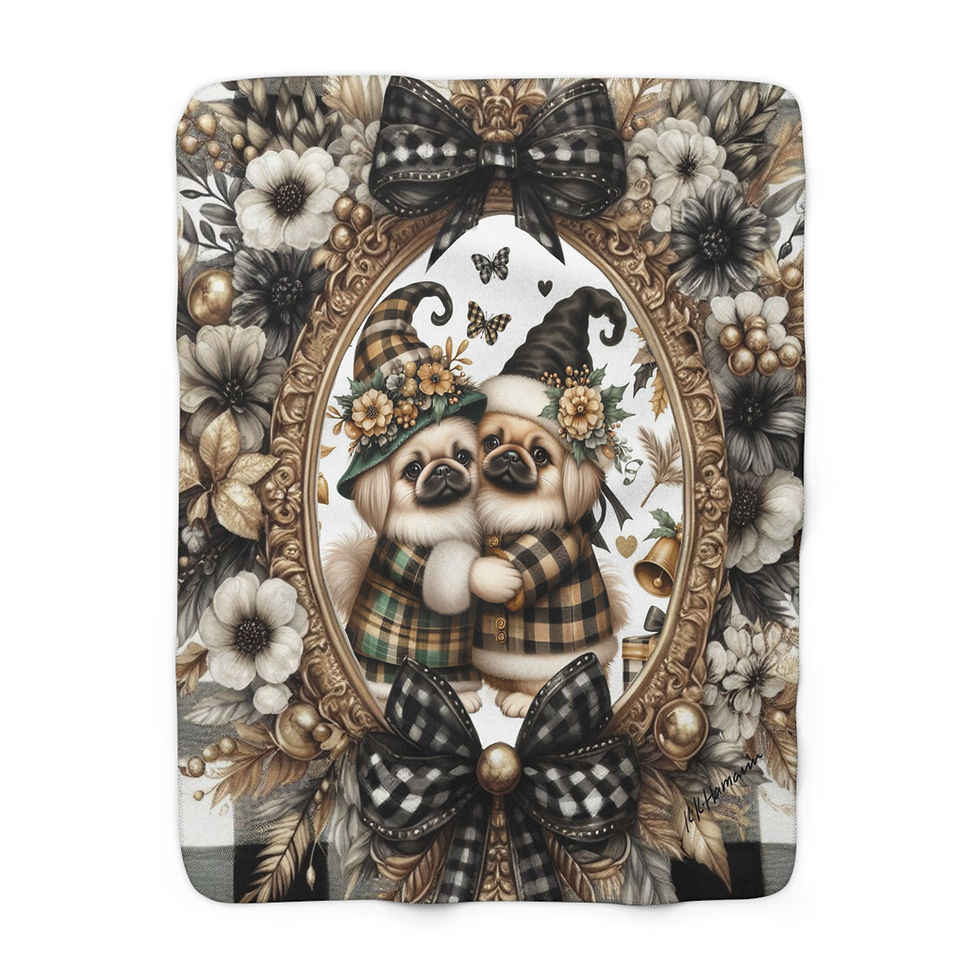Thumbnail: Pekingese "Farmhouse Elves"  -Sherpa Blanket - Super Soft