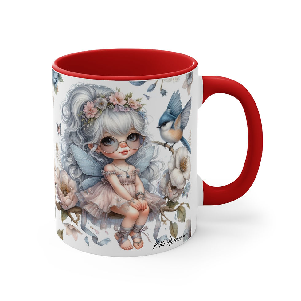 Thumbnail: Tufted Titmouse  Fairy   "Birdies and Fairies "  Art Mug 