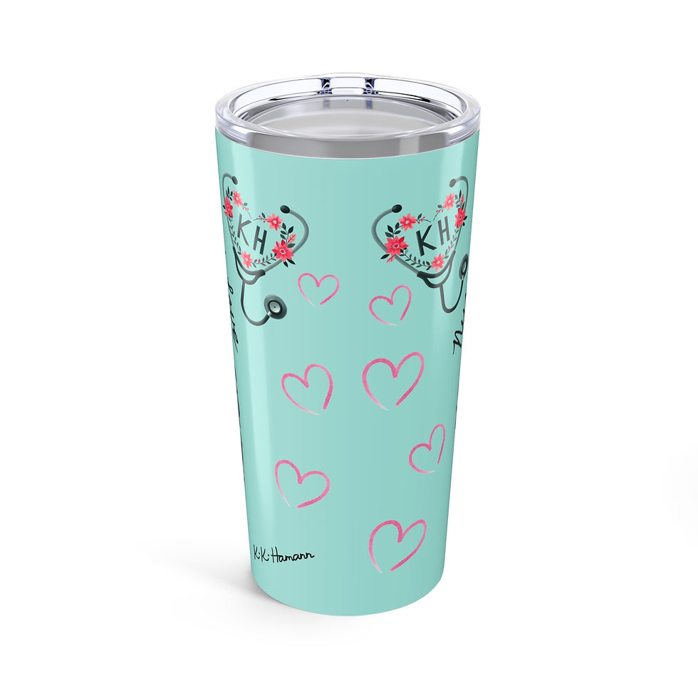 Thumbnail: Nurse Farah Turquoise  "Moved by Coffee and Love" - Tumbler 20oz