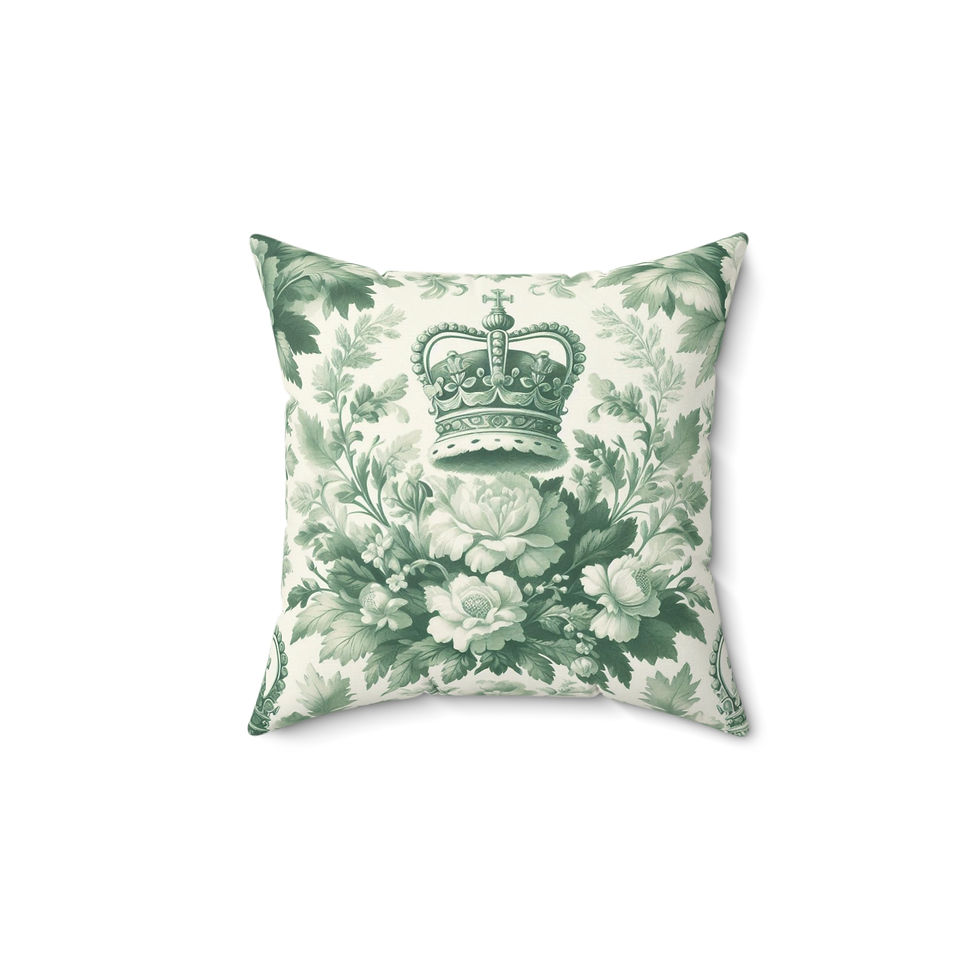 Thumbnail: Yorkie "Greens"  -Faux Suede Square Pillow 14 x 14" - Toile de Jouy