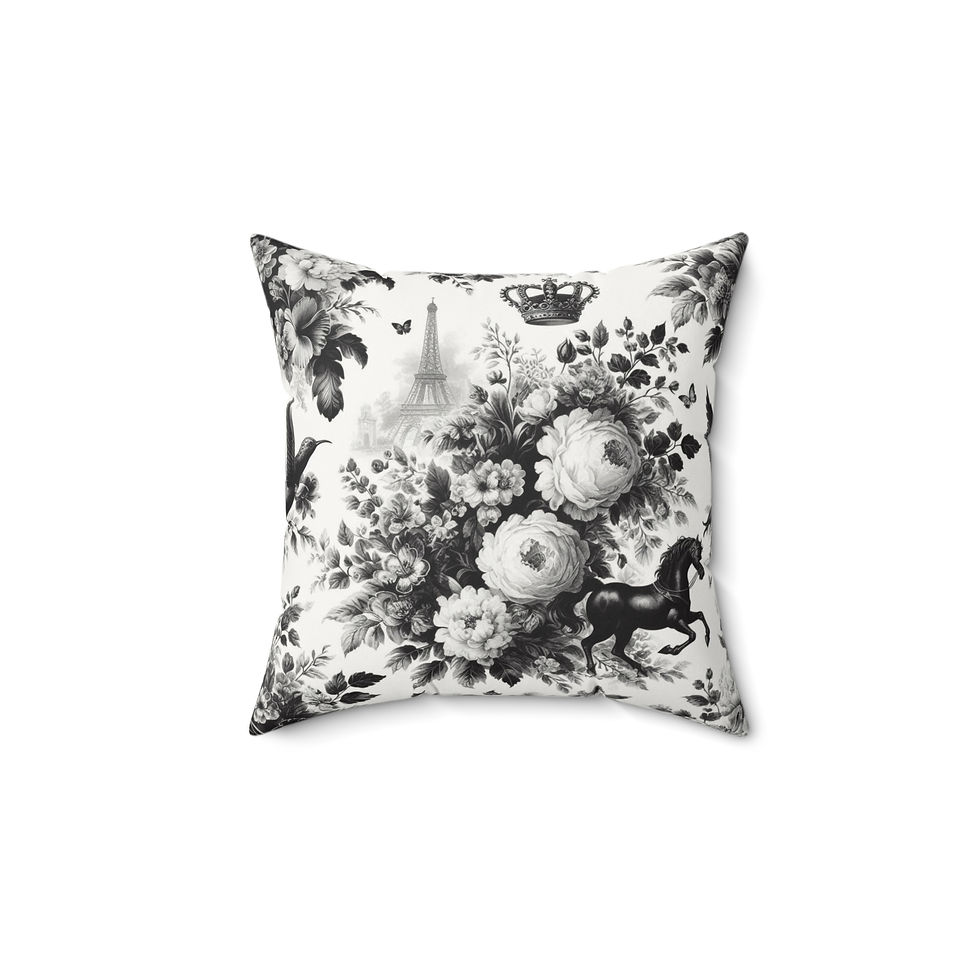 Thumbnail: Yorkie "Blacks"  -Faux Suede Square Pillow 14 x 14" - Toile de Jouy