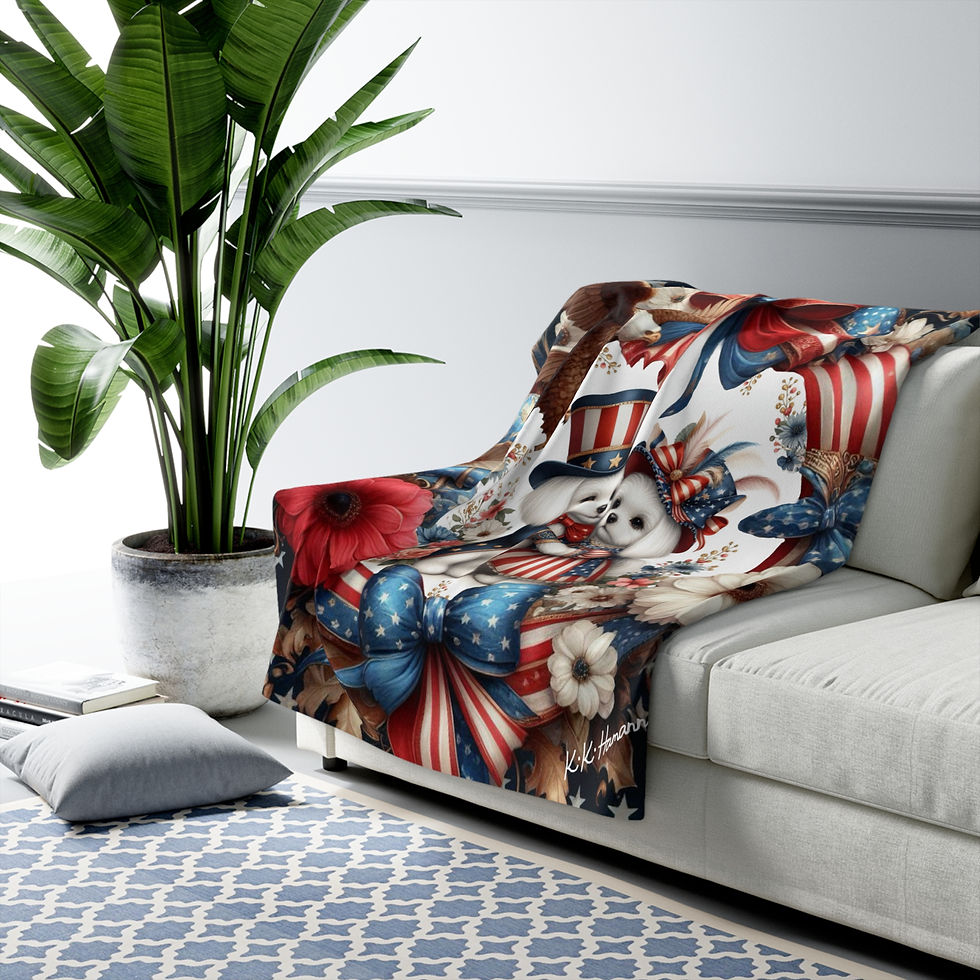 Thumbnail: Maltese "Independence Day Puppy Elves" Sherpa Blanket