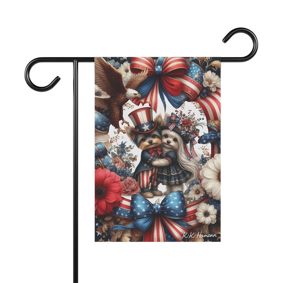 Thumbnail: Yorkie - Kiki’s Independence Day Puppy Elves Garden Banne