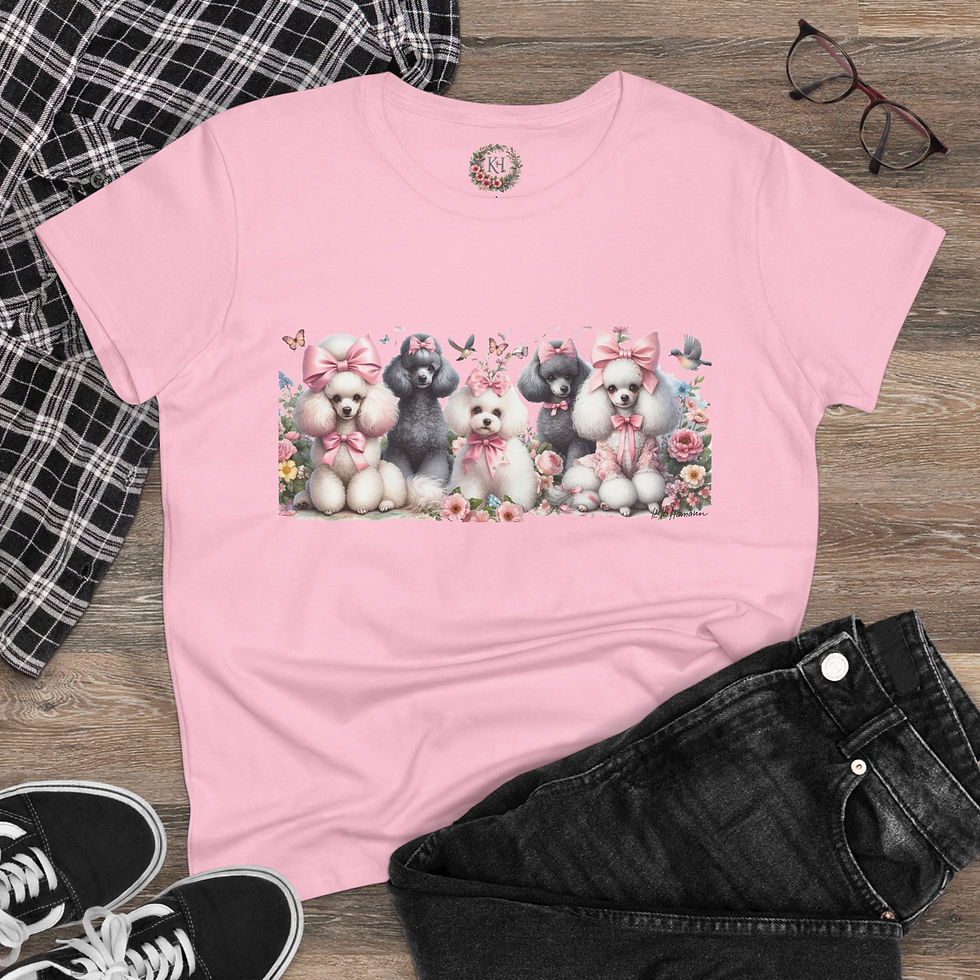 Thumbnail: Poodles "SpringTime" - Women's Midweight Cotton Tee