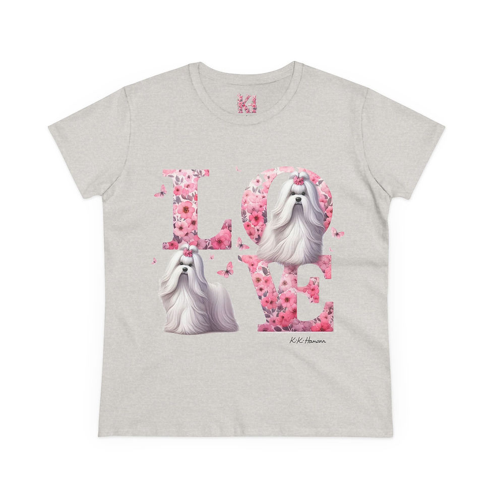 Thumbnail: Maltese "Love" - Women's Midweight Cotton Tee