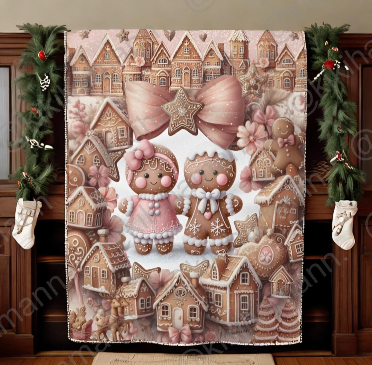 "Gingerbread Wonderland" -Sherpa Blanket - Super Soft