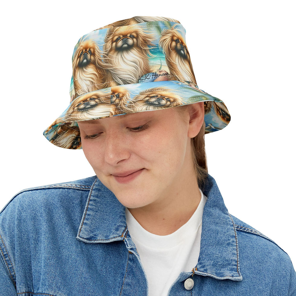 Thumbnail: Pekingese  "Gone to the Beach" Bucket Hat 
