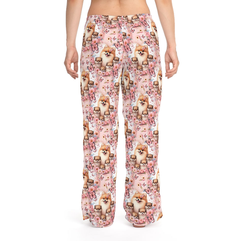 Thumbnail: Pomeranian (Golden) Women's Pajama Pants "Pink Mamas"