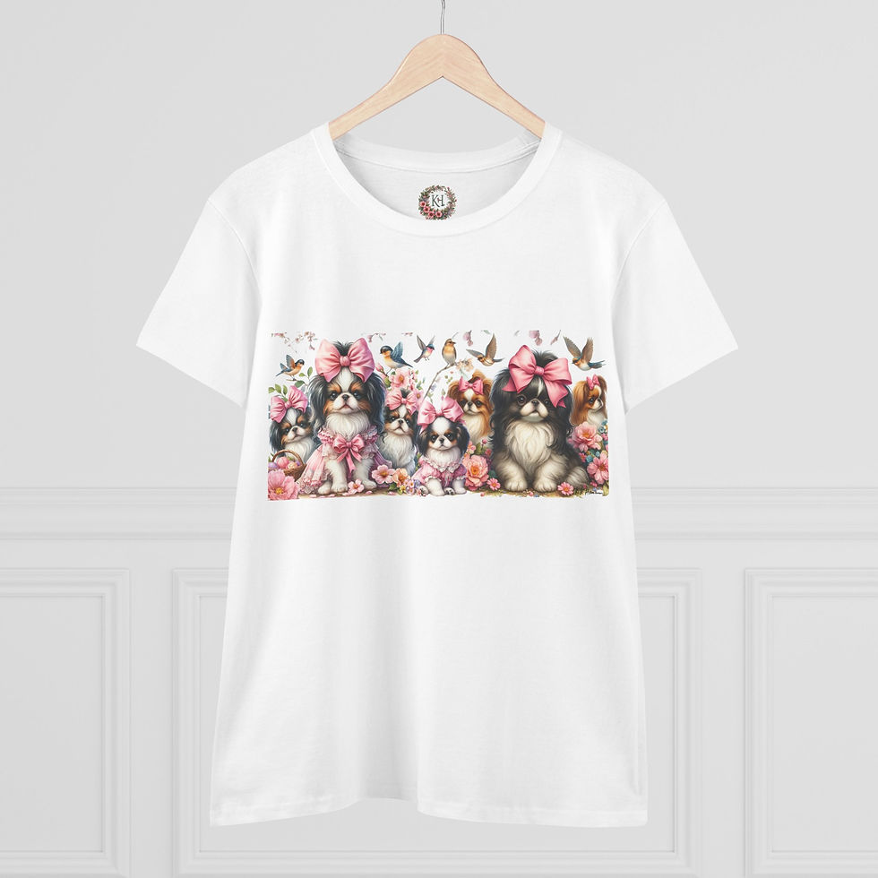 Thumbnail: Japanese Chin "SpringTime" - Women's Midweight Cotton Tee