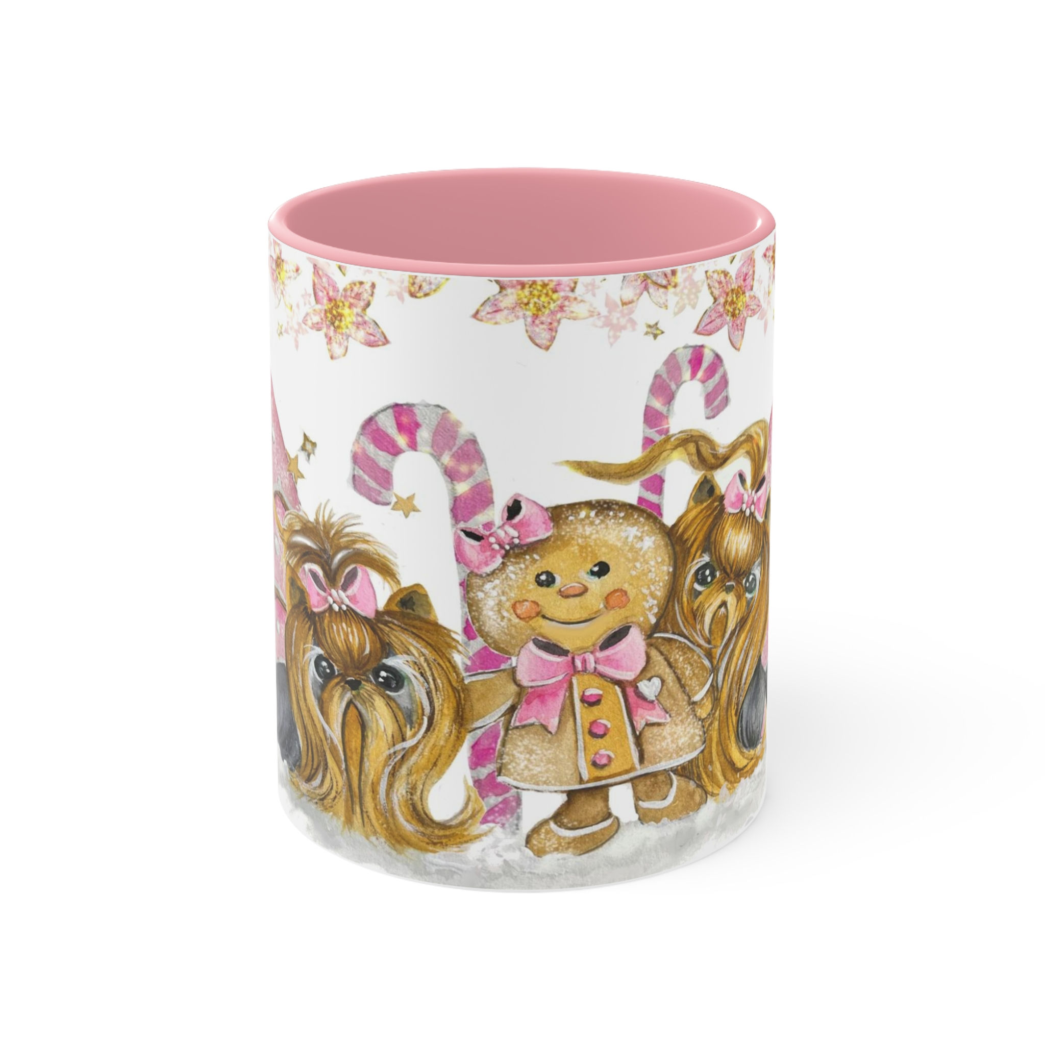 Pink Christmas  Art Mug - Yorkie Edition