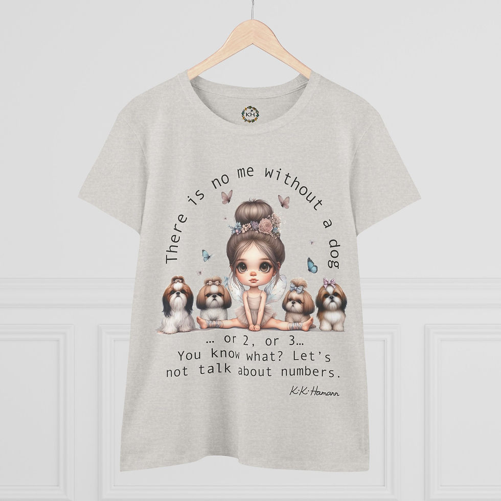 Thumbnail: ShihTzus "Who's Counting"  - Women's Midweight Cotton Tee