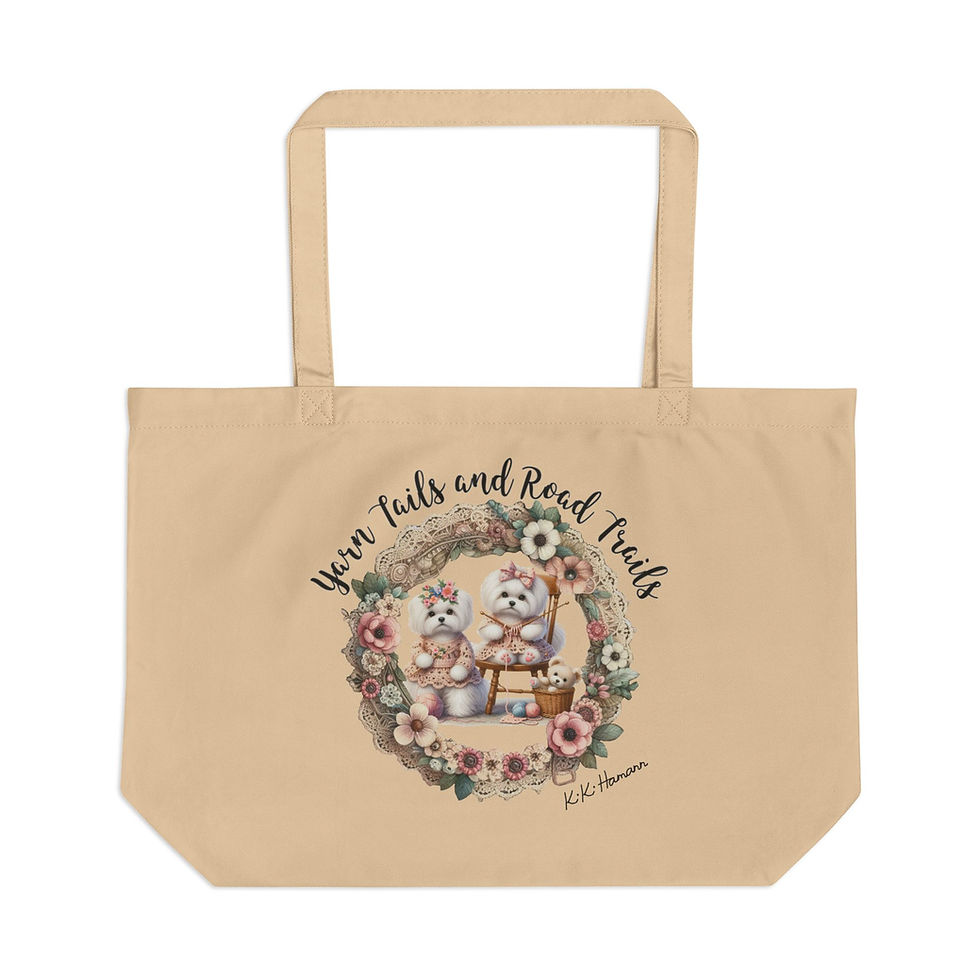 Maltese "Crochet Club" - LARGE Cotton Canvas Tote Bag