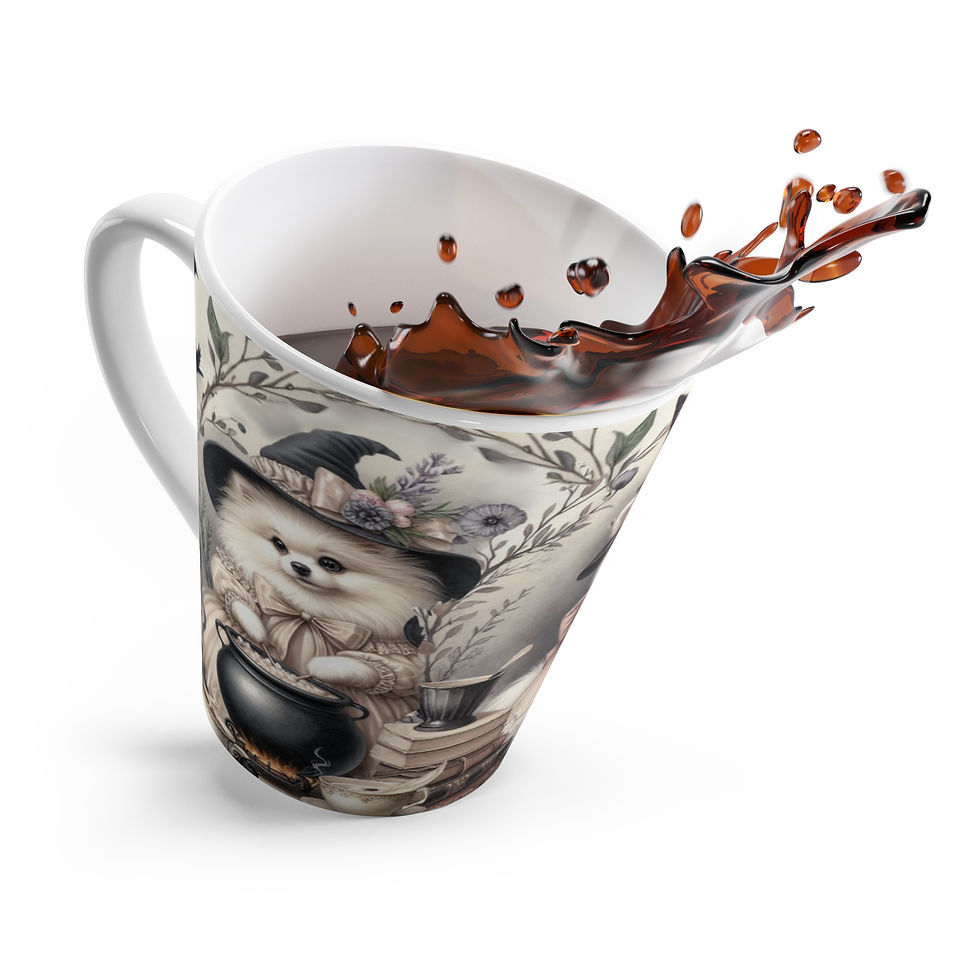 Thumbnail: Pomeranian Adorable Witch Latte Mug | Cup