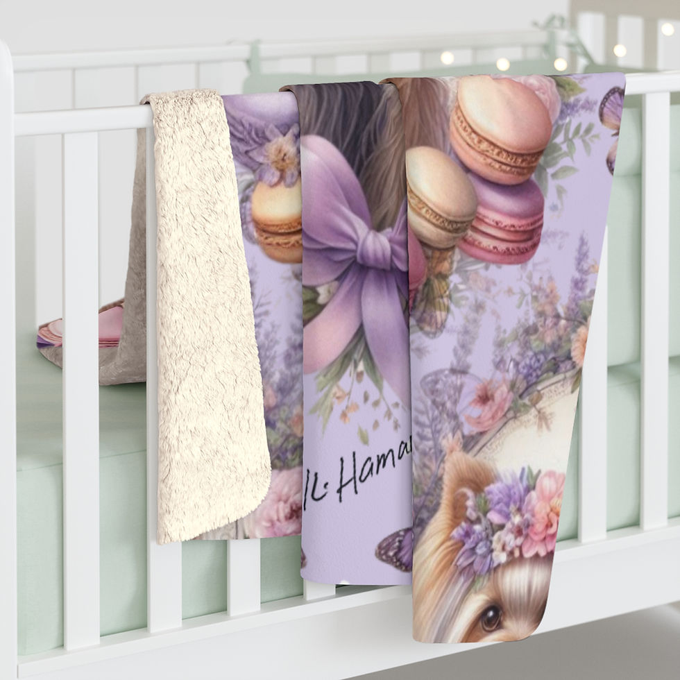 Thumbnail: Yorkies "Sweet Macarons"  -Sherpa Fleece Blanket - Super Soft, throw