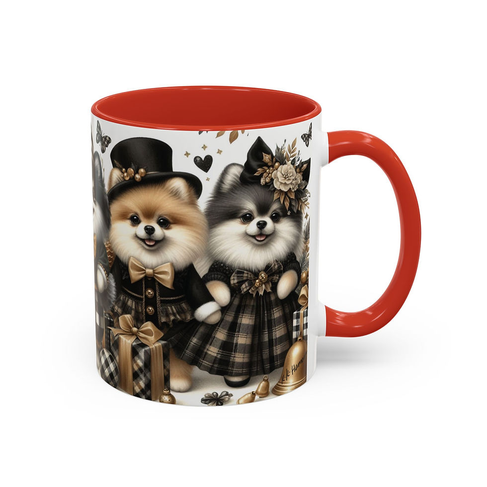 Thumbnail: Pomeranian  "Farmhouse Elves" - Accent Coffee Mug 11 oz