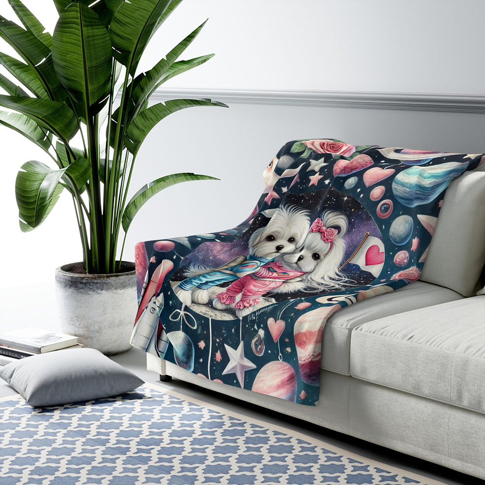 Thumbnail: Maltese- "To the Moon and Back"  -Sherpa Blanket - Super Soft