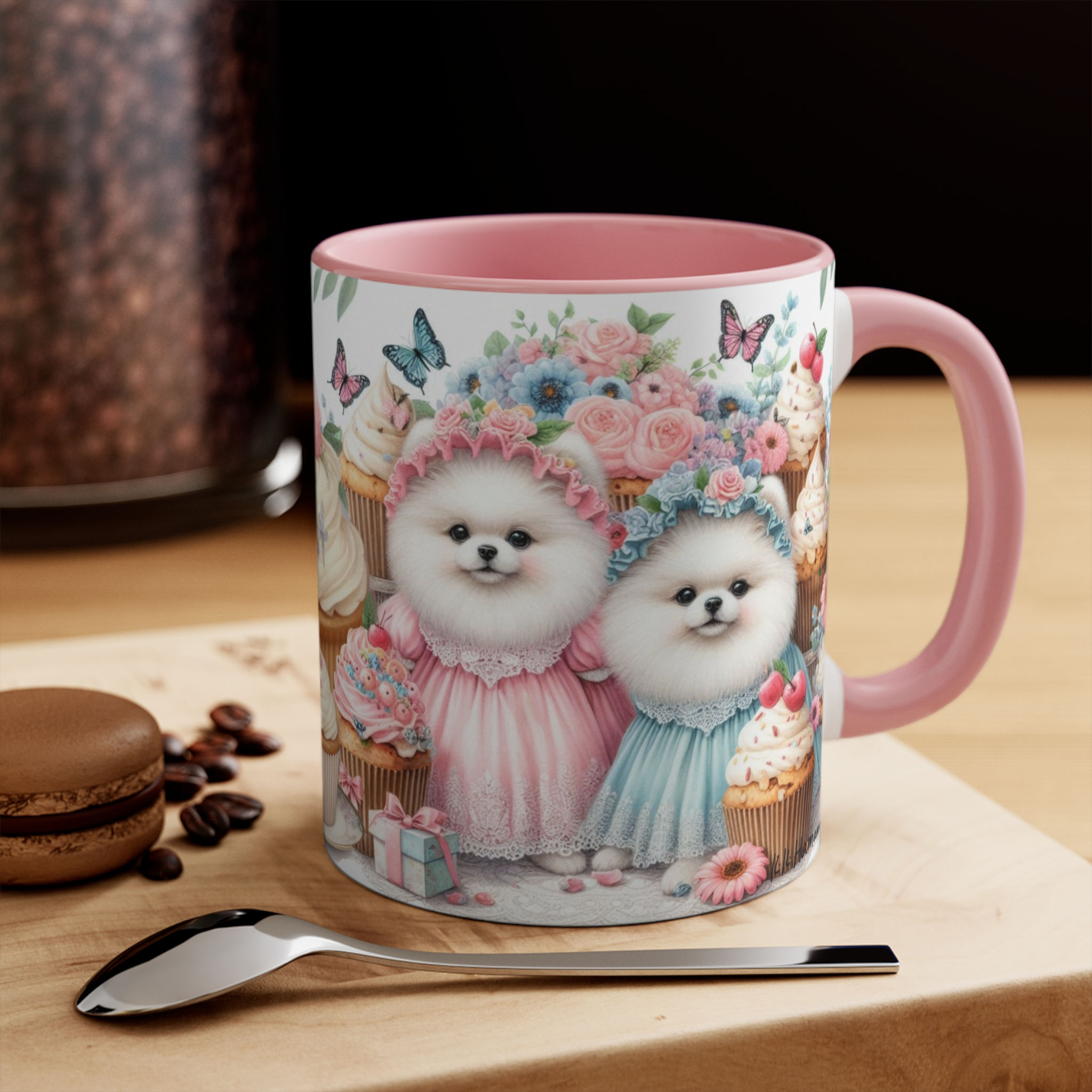 Pomeranians (White) "Cupcakes"  -  Art Mug - 11 Oz