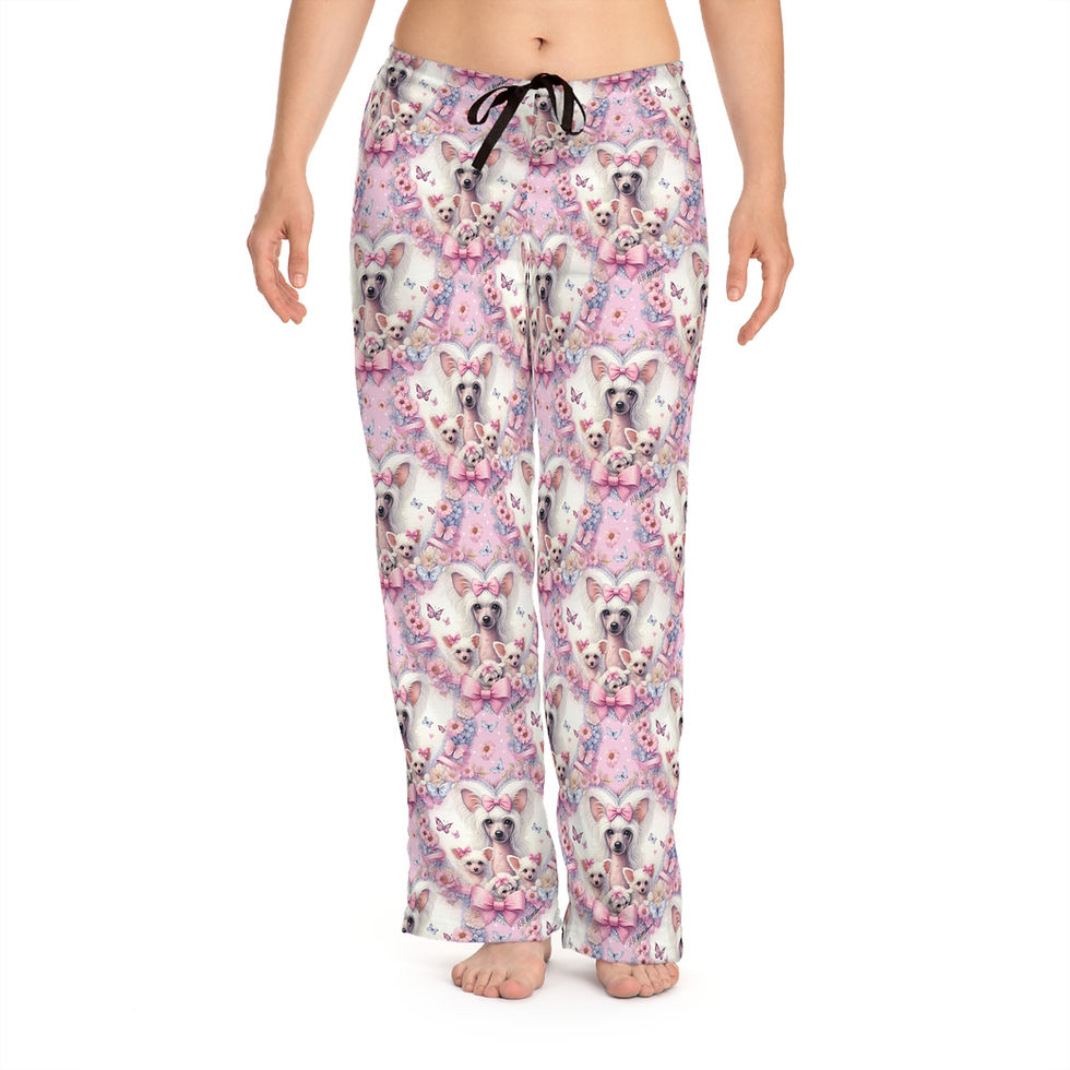 Thumbnail: Chinese Crested Women's Pajama Pants "Pink Mamas"