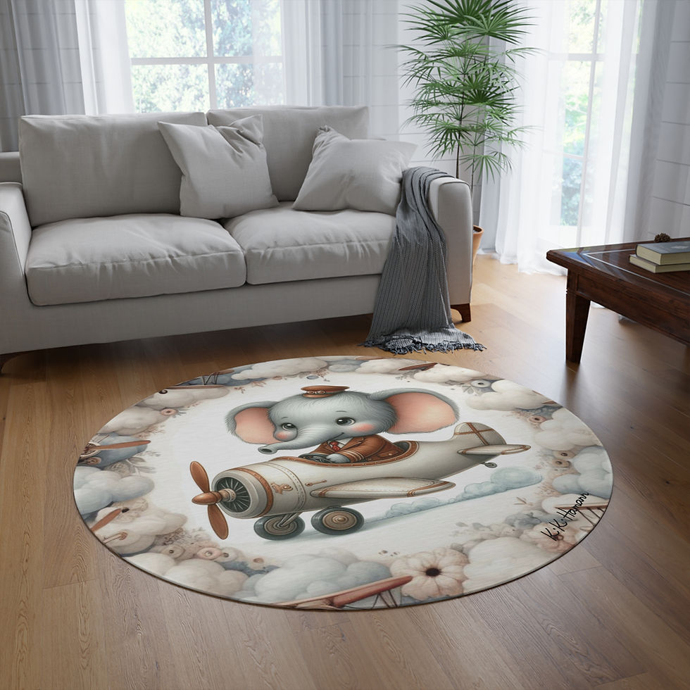 Elliot the Elephant Aviator Round Area Rug (Elliot) | Kiki Baby