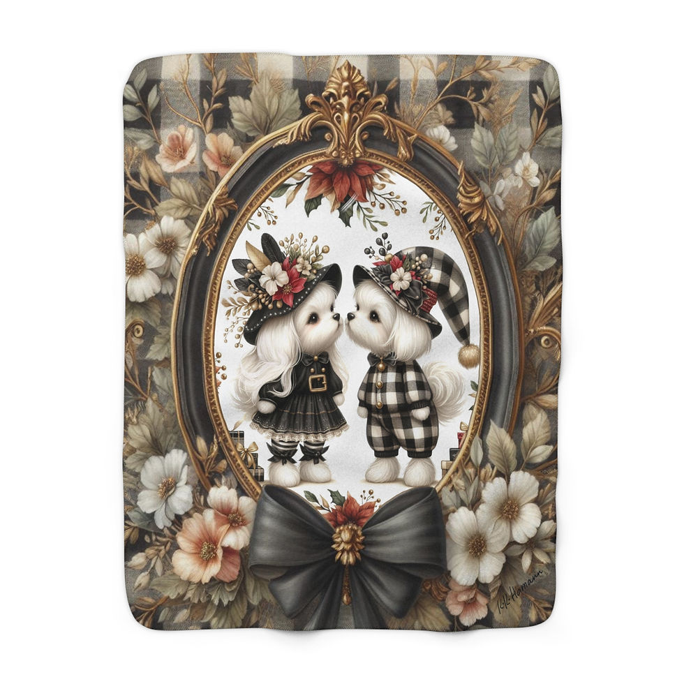 Maltese "Farmhouse Elves" -Sherpa Blanket - Super Soft