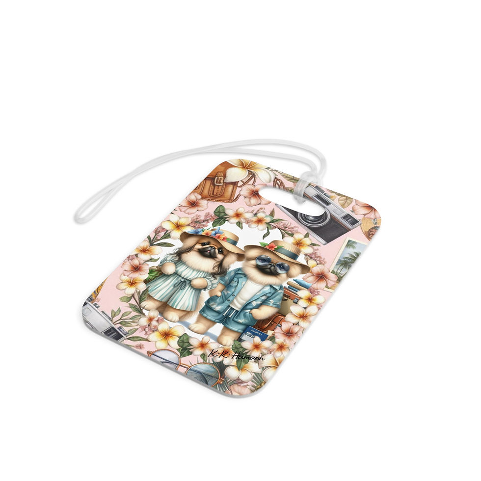 Thumbnail: Pekingese "Tourists" Luggage Tags - Travel Accessories for Dog Lovers