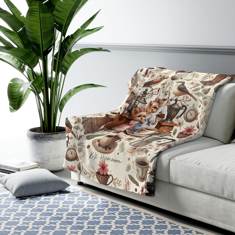 Thumbnail: Yorkies "More Coffee , Please!"  -Sherpa Fleece Blanket - Super Soft, throw