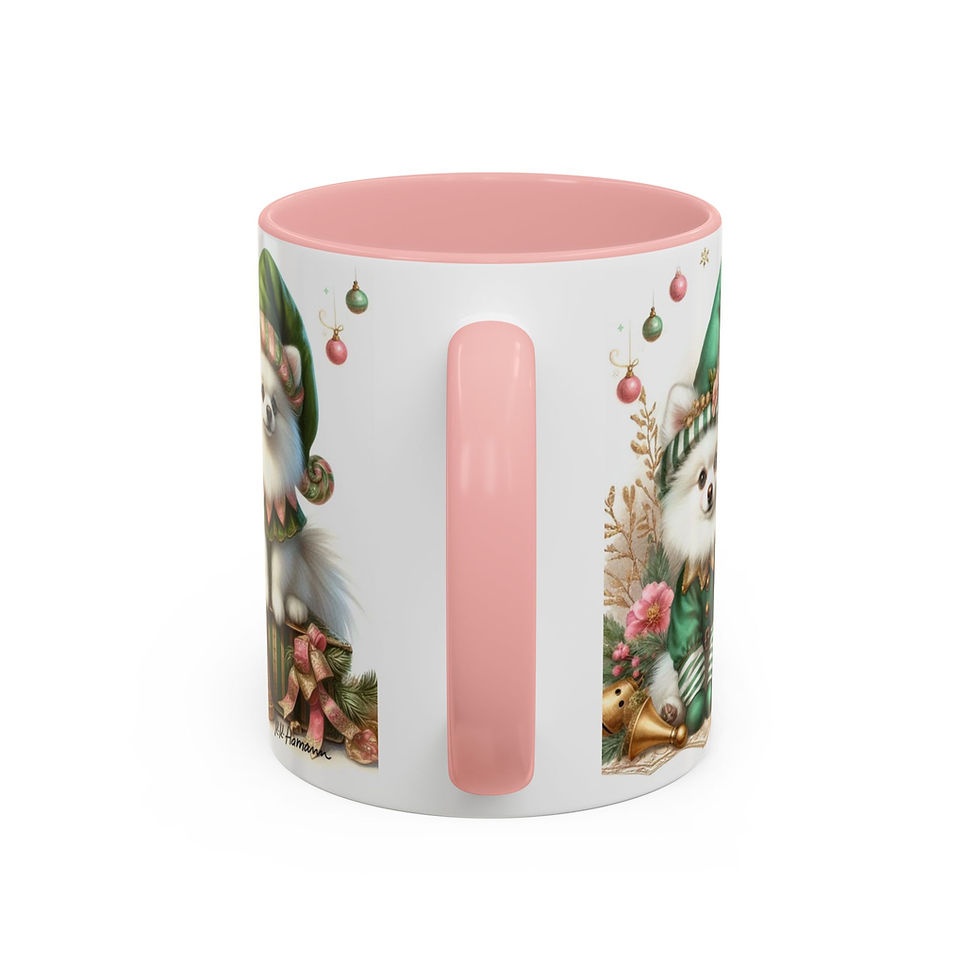 Thumbnail: Pomeranian (White)  "Elves" - Accent Coffee Mug 11 oz