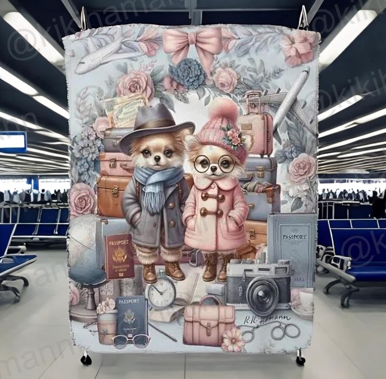 Chihuahua - "World Travelers" -Sherpa Blanket - Super Soft