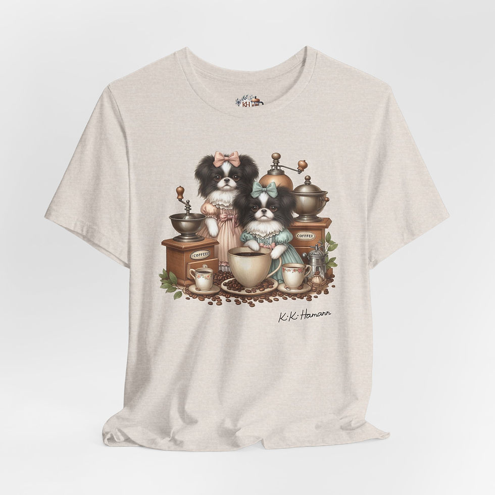 Thumbnail: Japanese Chins "More Coffee, Please!" -"Boyfriend Tshirt  Style" Several Colors