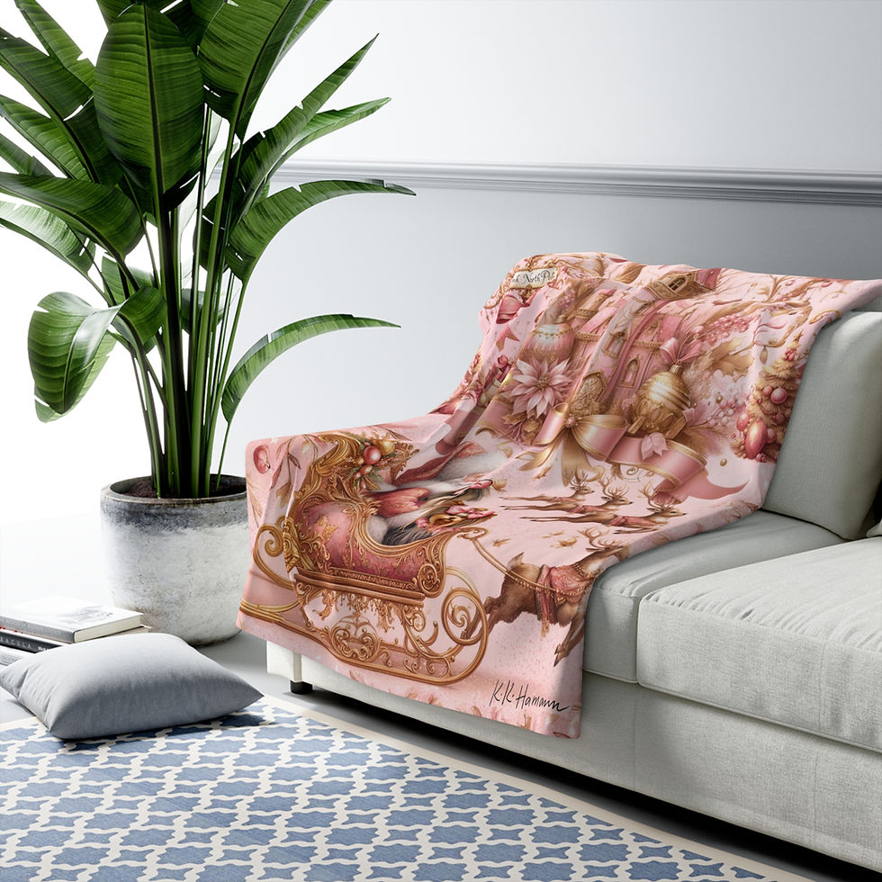 Thumbnail: Parti Yorkie / Traditional Yorkie - "Pink North Pole"  -Sherpa Blanket 