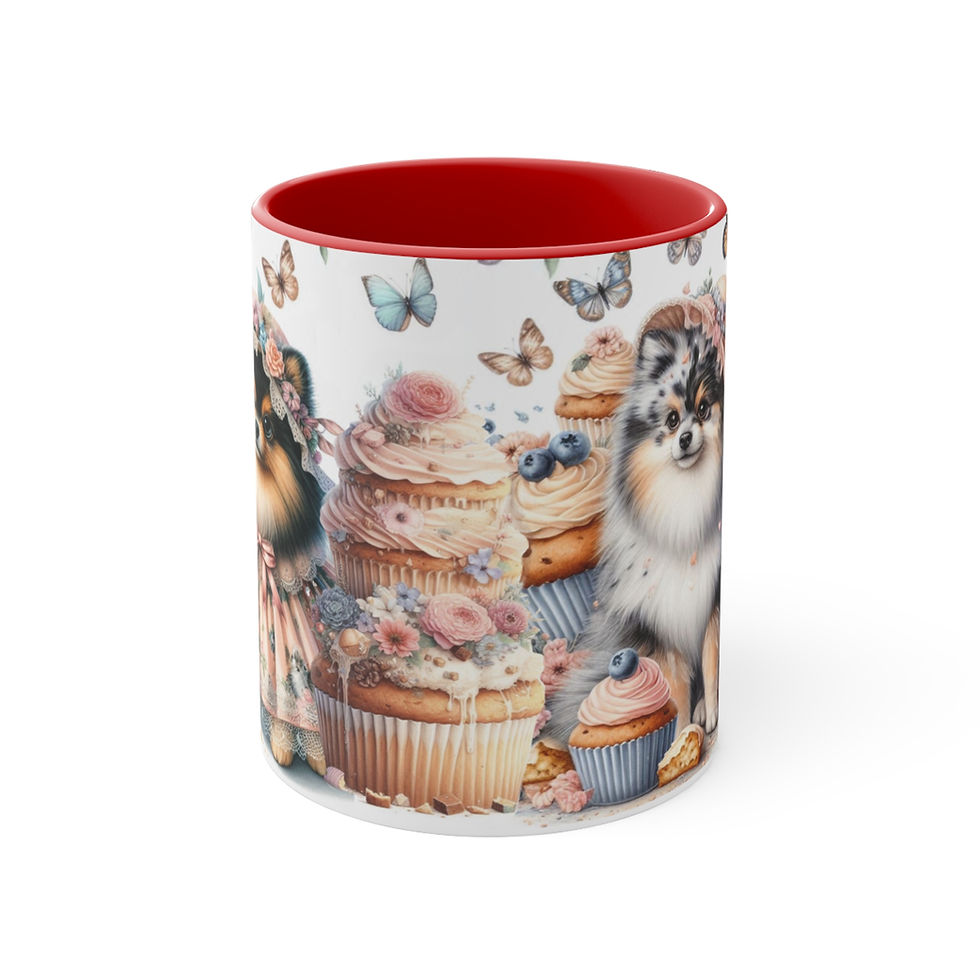 Thumbnail: Pomeranians (Merle) "Cupcakes"  -  Art Mug - 11 Oz