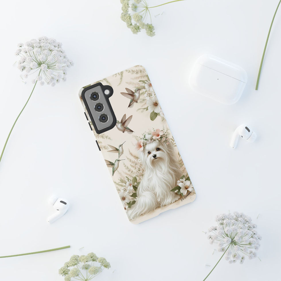 Thumbnail: Samsung Maltese and Hummingbirds - Phone Tough Cases