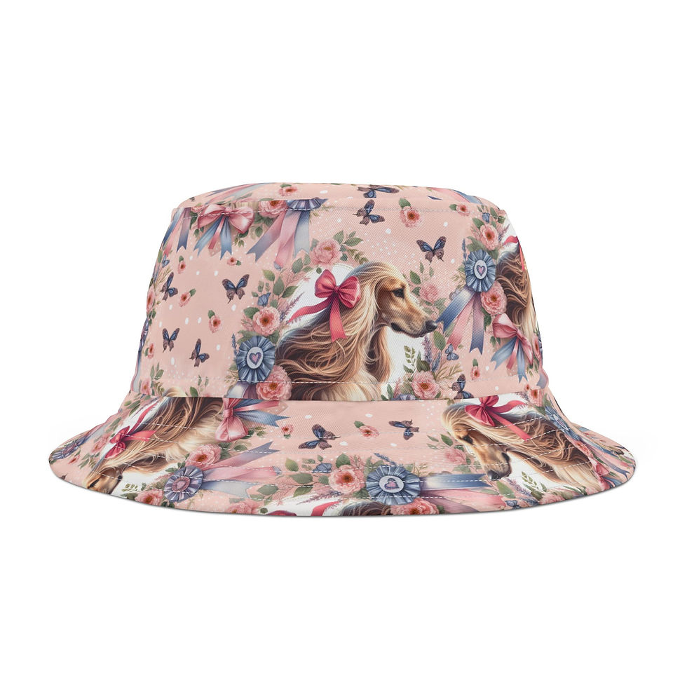 Thumbnail: Afghan Hound-  "Ribbons" Bucket Hat 