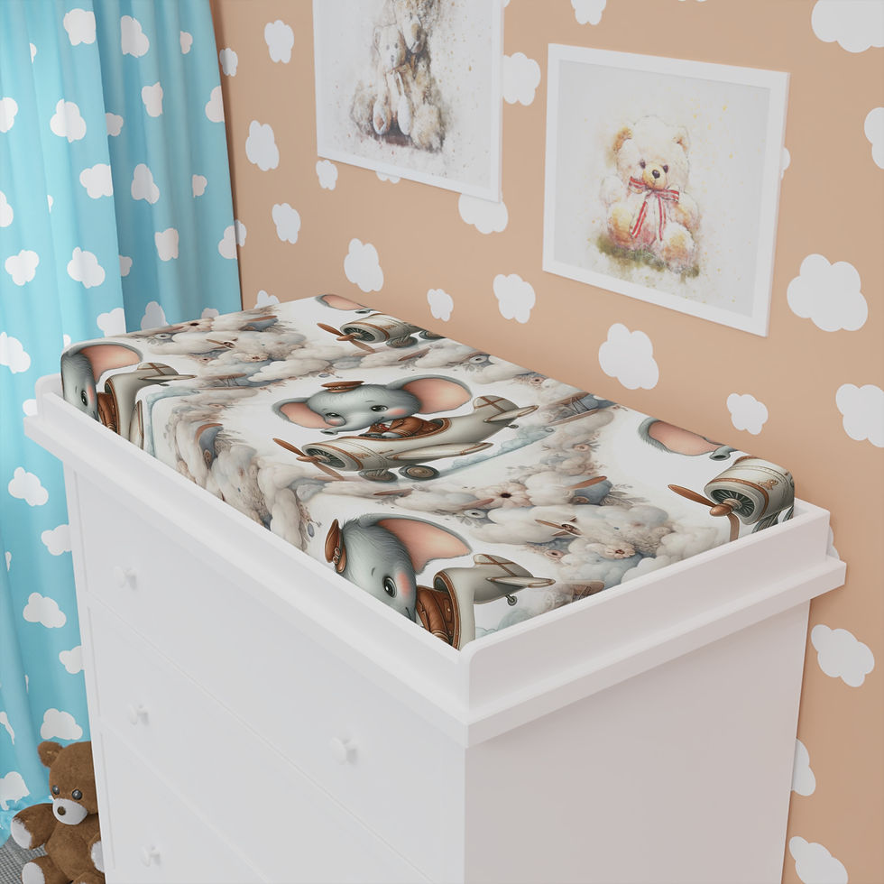 Thumbnail: Kiki Baby Snuggle Forest Changing Pad Cover, Elliot the Elephant Bedding