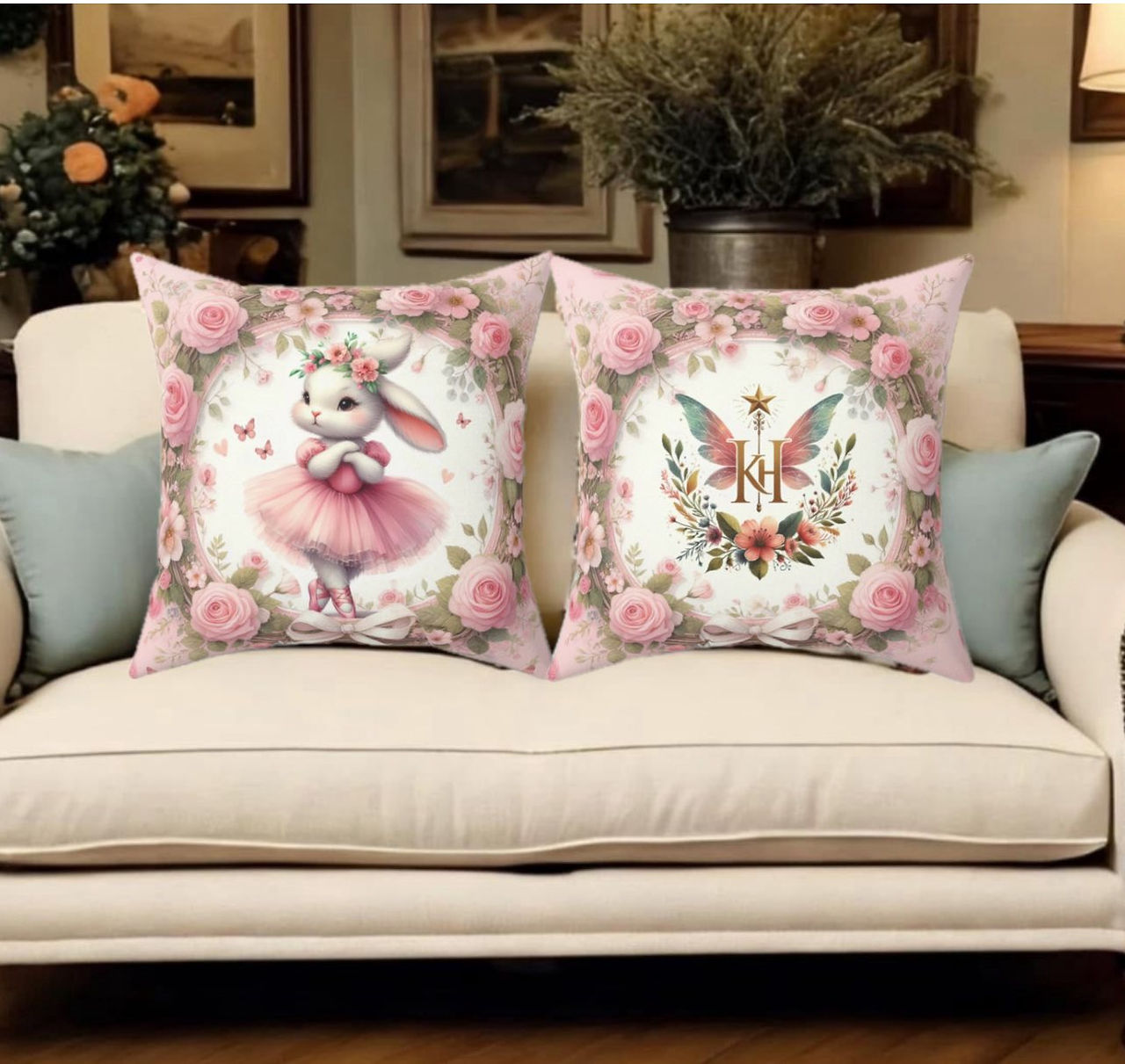 Grace's Pillow Front and Back