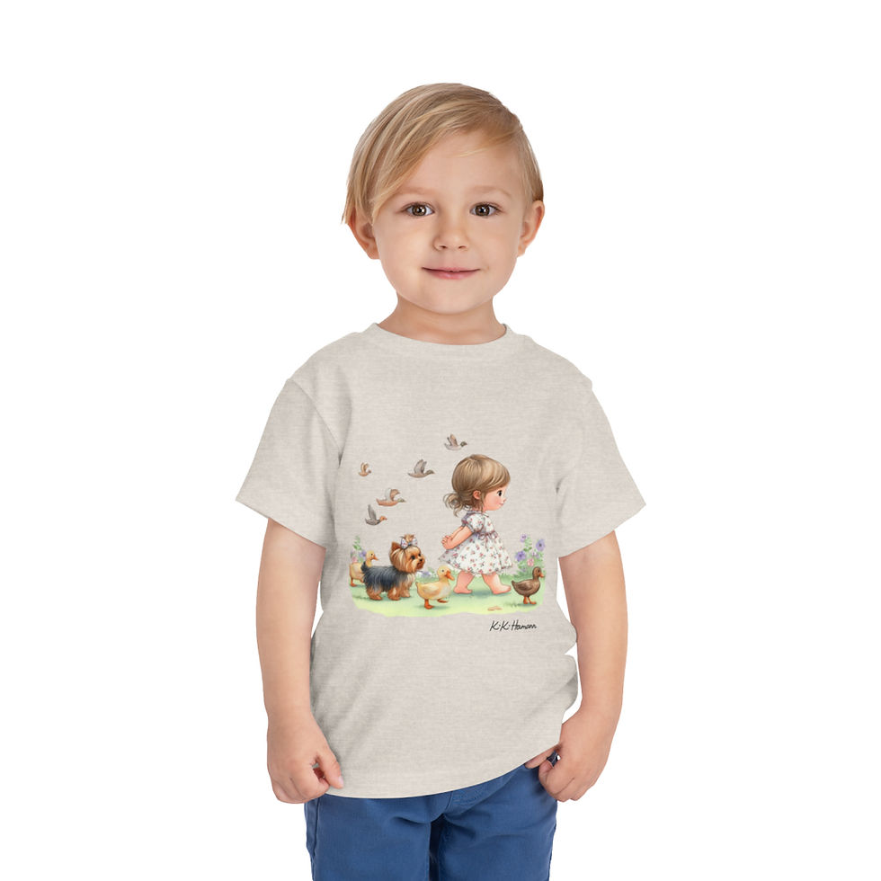 Thumbnail: Toddler Short Sleeve Tee - Ducks in a Row with Yorkie