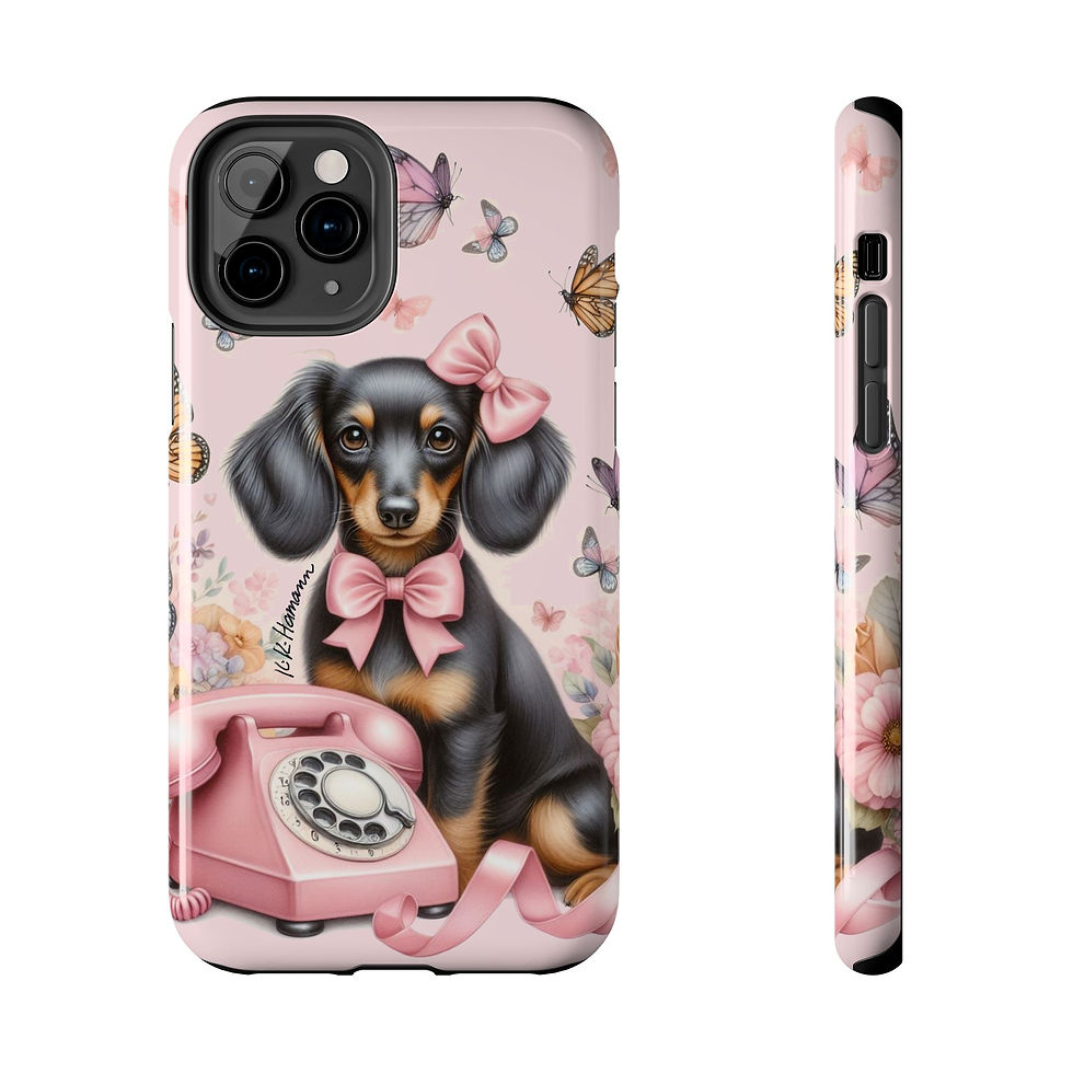 Thumbnail: Iphone Dachshund Pink Retro Phone - Tough  Cases