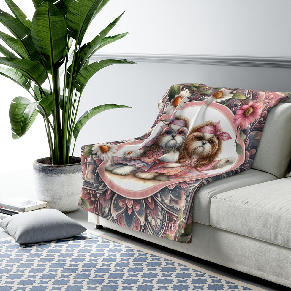 Thumbnail: ShihTzu "Flower Child"  -Sherpa Blanket 