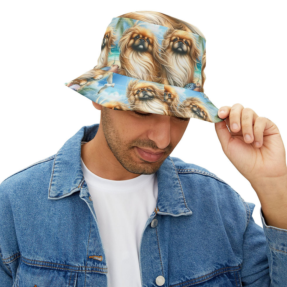 Thumbnail: Pekingese  "Gone to the Beach" Bucket Hat 