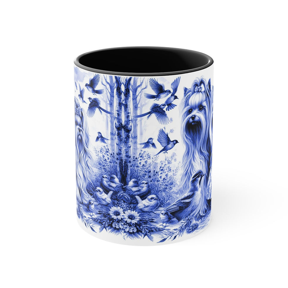 Thumbnail: Yorkie French Style  "Blue Toile de Jouy "  Art Mug