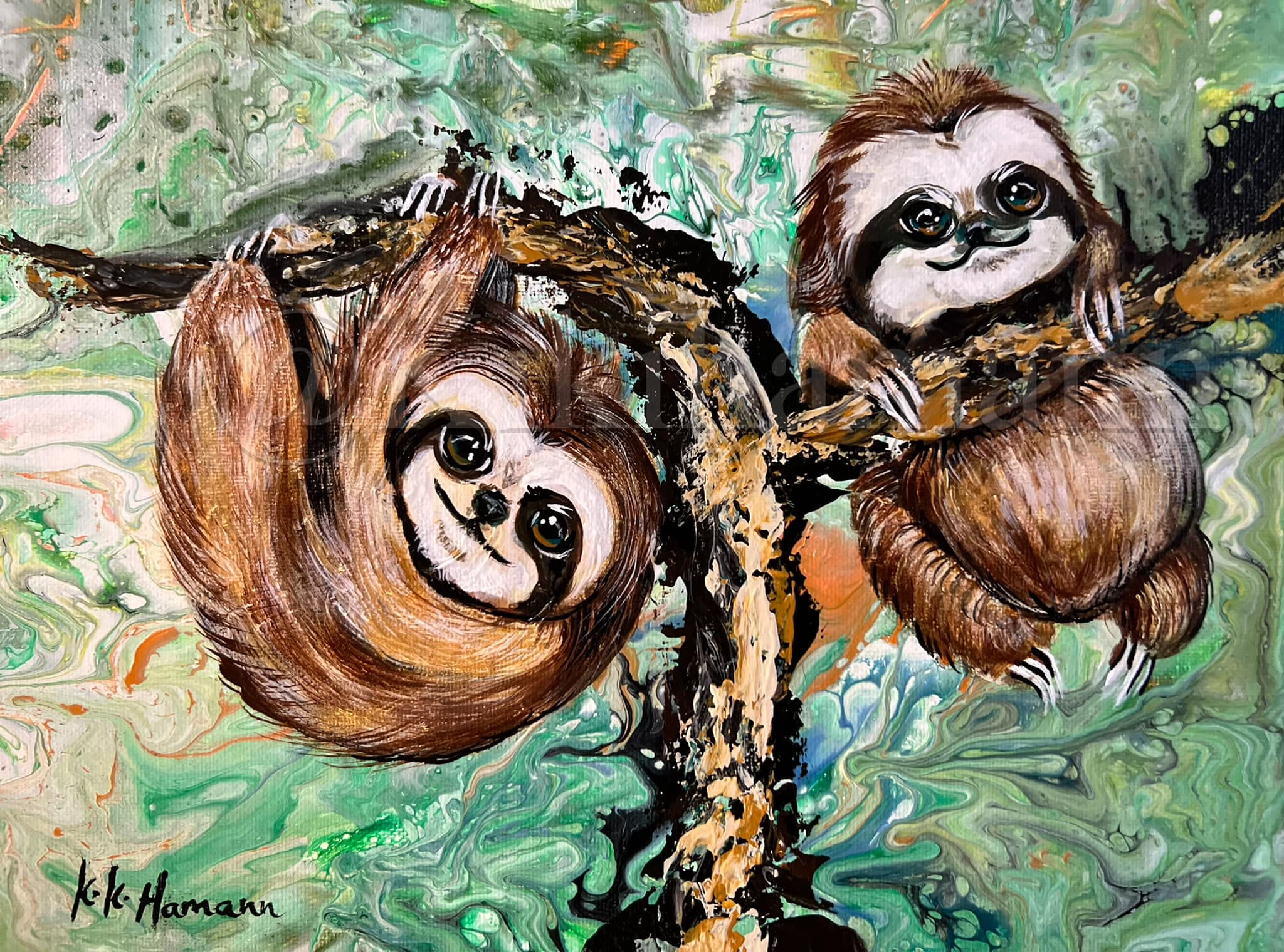 Lazy Jane and Lazy Jill - Original Acrylics unframed