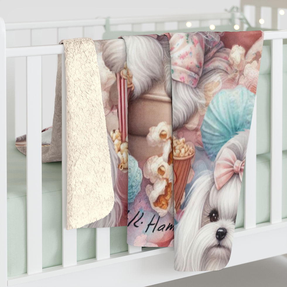 Thumbnail: Maltese "Movie Night" -Sherpa  Blanket - Super Soft