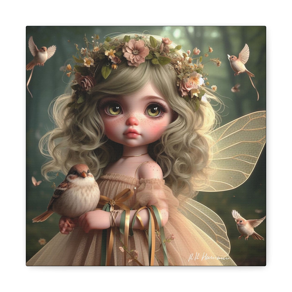 Thumbnail: Sparrow 1 - Canvas Print - Gallery Style -  Birdie Fairies