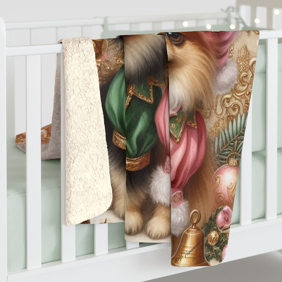Thumbnail: Pomeranian (Black and Tan / Orange)  - "Elves  -Sherpa Blanket - Super Soft