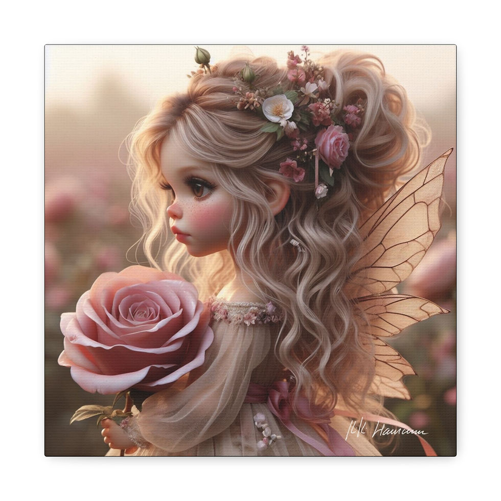 Thumbnail: Rose Pink 4  - Canvas Print - Gallery Style -  Flower Fairies